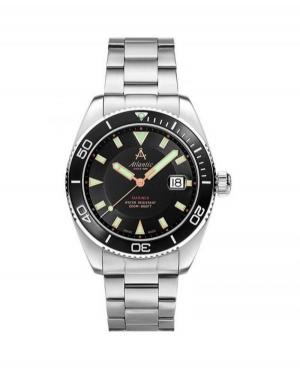 Men Classic Sports Diver Swiss Quartz Analog Watch ATLANTIC 80377.41.61R Black Dial 44mm