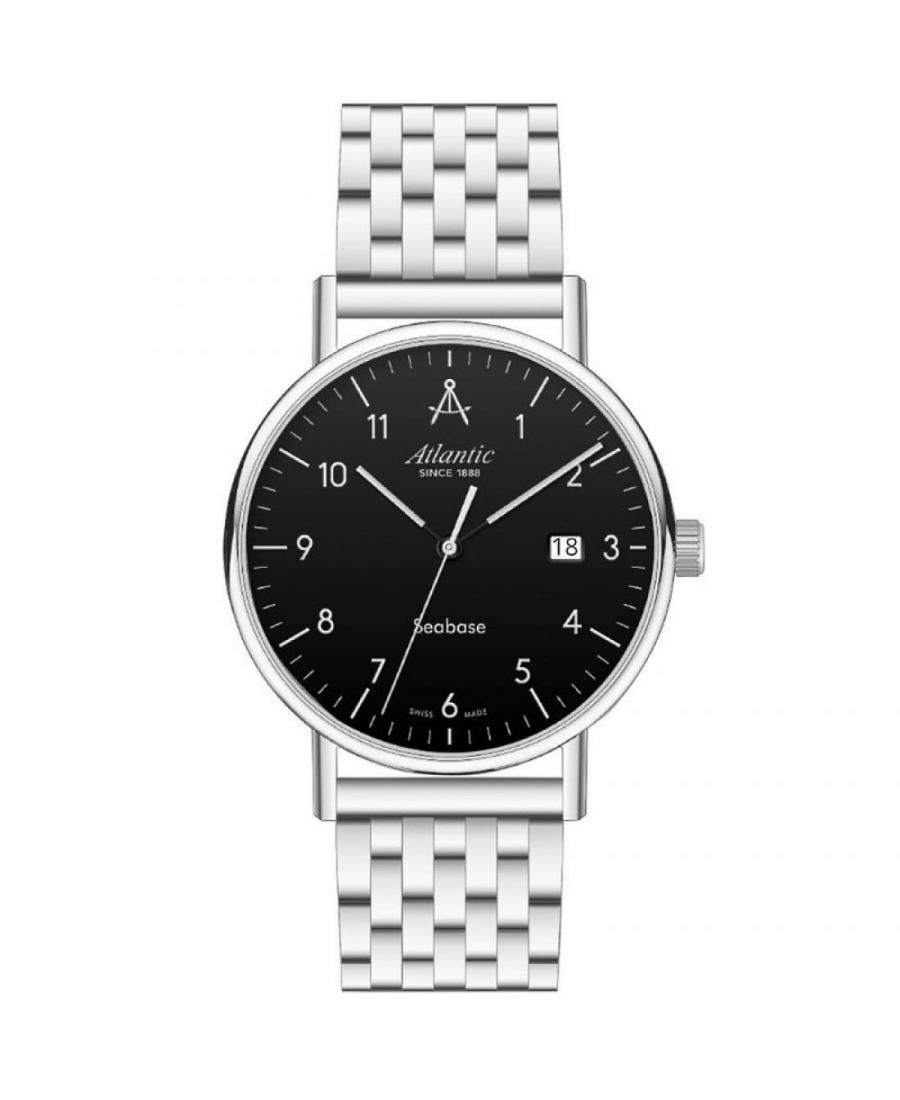 Men Classic Swiss Quartz Watch ATLANTIC 60357.41.65 Black Dial 40mm