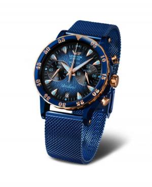 Women Fashion Sports Diver Quartz Analog Watch Chronograph VOSTOK EUROPE VK64-515E628BR Blue Dial 42mm