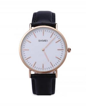 Men Fashion Quartz Analog Watch SKMEI 1181 black leather White Dial 40mm