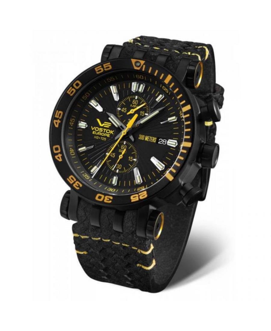 Mężczyźni Diver Luxury kwarcowy analogowe Zegarek Chronograf VOSTOK EUROPE VK61-575C589 Czarny Dial 48mm