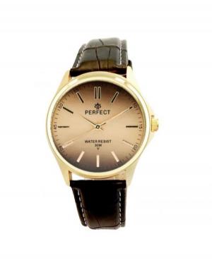 Men Classic Quartz Analog Watch PERFECT A4024-IPG-003 Brown Dial 37mm