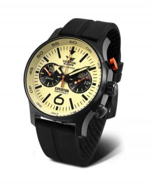 Men Sports Diver Quartz Analog Watch Chronograph VOSTOK EUROPE 6S21-595C644SI Yellow Dial 47mm