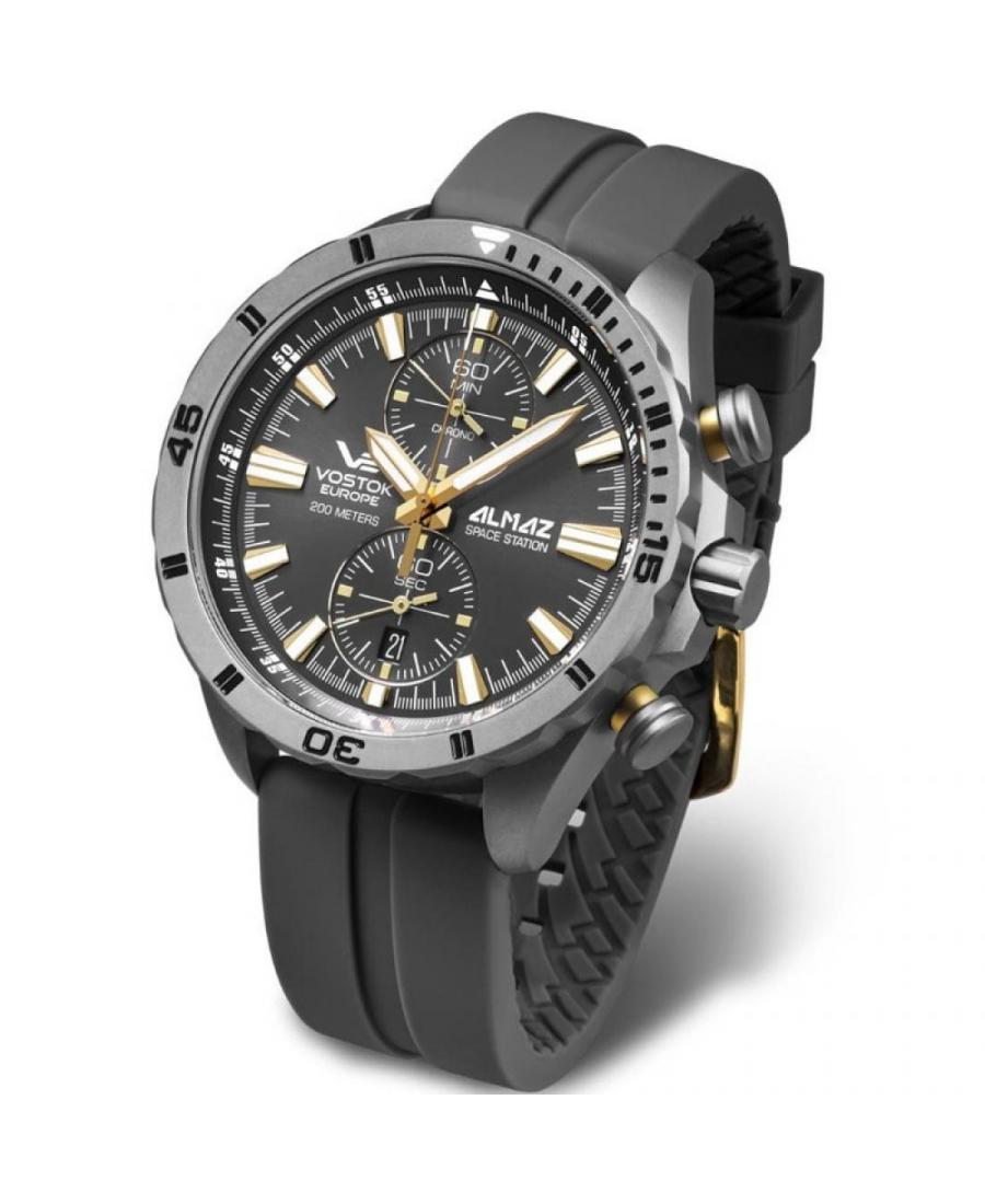 Men Fashion Diver Quartz Analog Watch Chronograph VOSTOK EUROPE 6S11-320H521SI Grey Dial 47mm