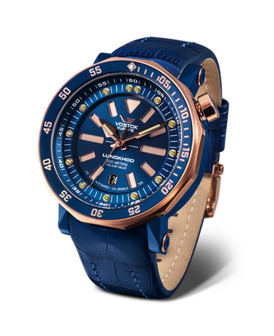 Mężczyźni sportowy Funkcjonalny Diver Luxury automatyczny analogowe Zegarek VOSTOK EUROPE NH35A-620E632 Niebieska Dial 49mm