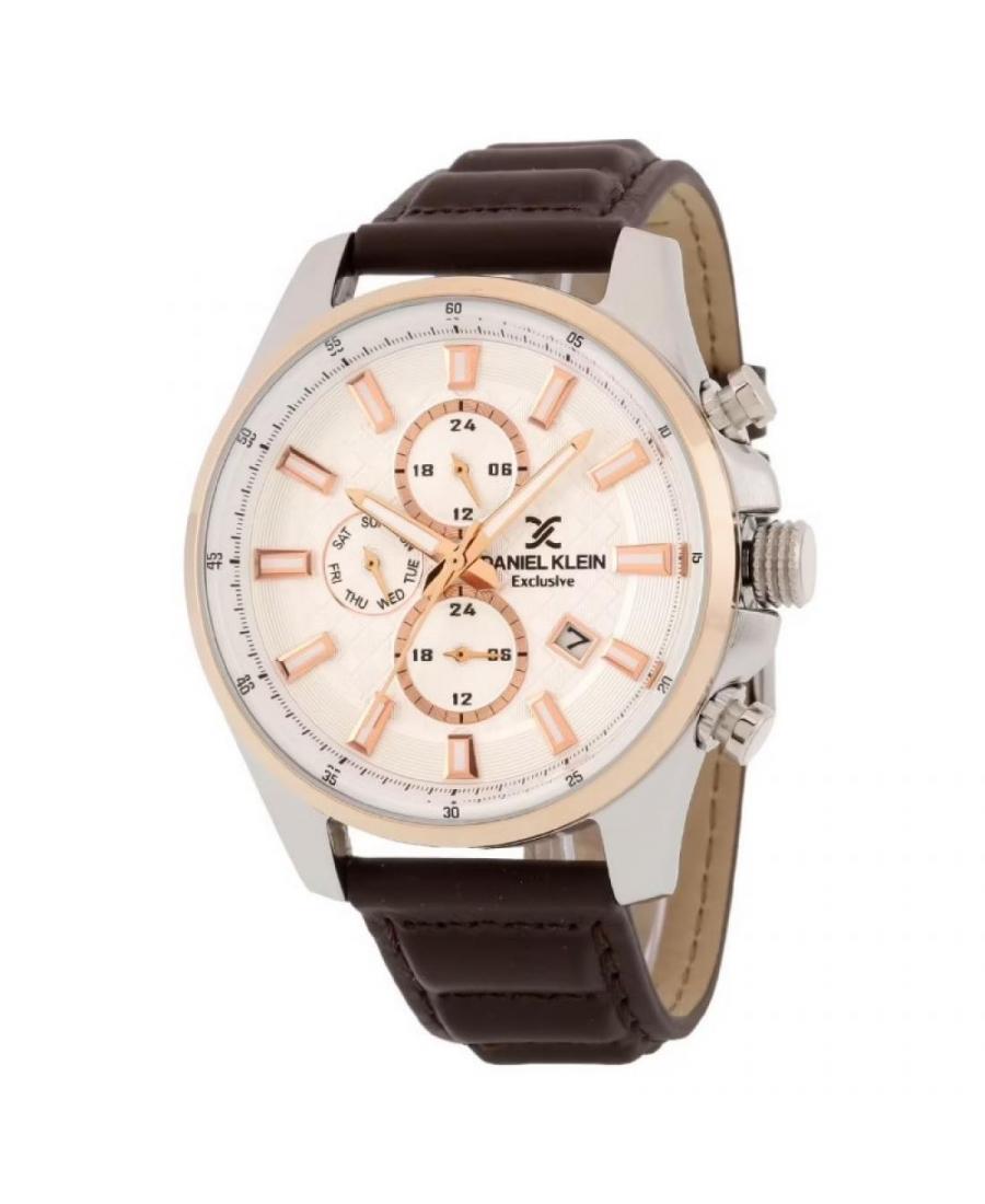 Mężczyźni klasyczny kwarcowy analogowe Zegarek Chronograf DANIEL KLEIN DK.1.12811-5 Biały Dial 47mm
