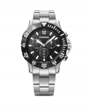 Men Classic Sports Diver Swiss Quartz Analog Watch Chronograph WENGER 01.0643.117 Black Dial 43mm