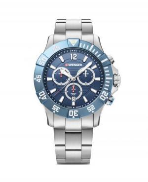 Men Classic Sports Diver Swiss Quartz Analog Watch Chronograph WENGER 01.0643.119 Blue Dial 43mm