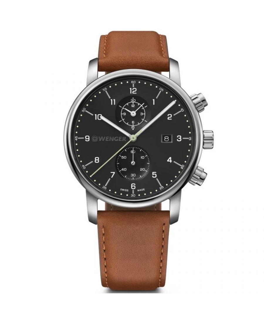Mężczyźni klasyczny Szwajcar kwarcowy analogowe Zegarek Chronograf WENGER 01.1743.121 Czarny Dial 42mm