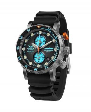 Men Sports Functional Diver Luxury Quartz Analog Watch Chronograph VOSTOK EUROPE VK61-571H614 Black Dial 46mm