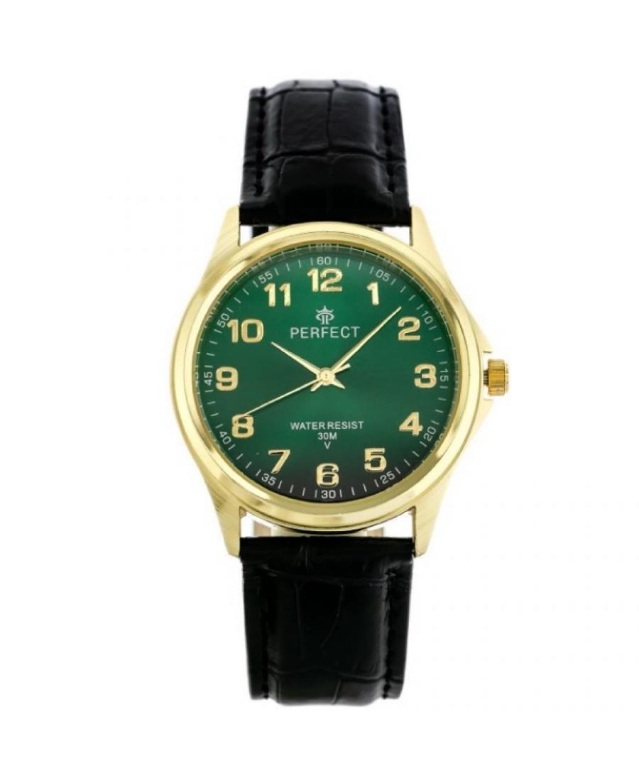 Mężczyźni klasyczny kwarcowy analogowe Zegarek PERFECT C425-G402 Zielony Dial 38mm