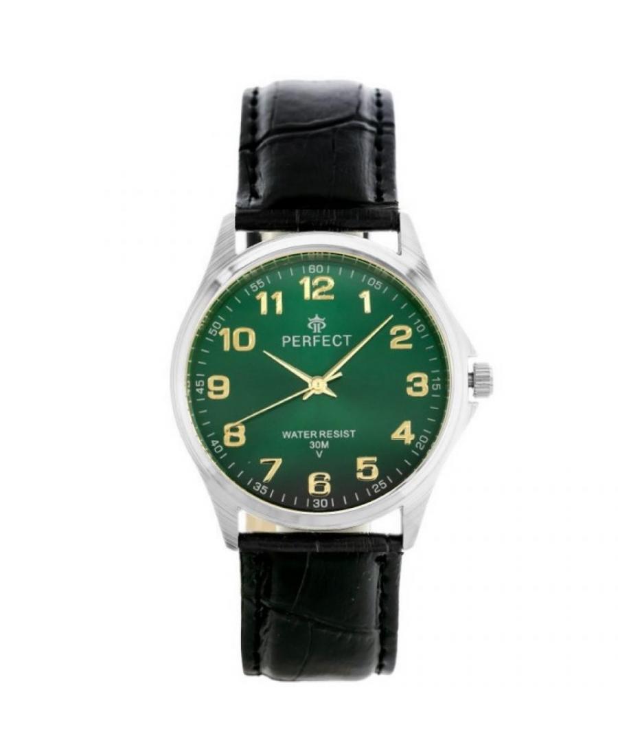 Mężczyźni klasyczny kwarcowy analogowe Zegarek PERFECT C425-S104 Zielony Dial 38mm