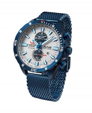 Men Fashion Diver Quartz Analog Watch Chronograph VOSTOK EUROPE YM8J-320D657Br White Dial 47mm