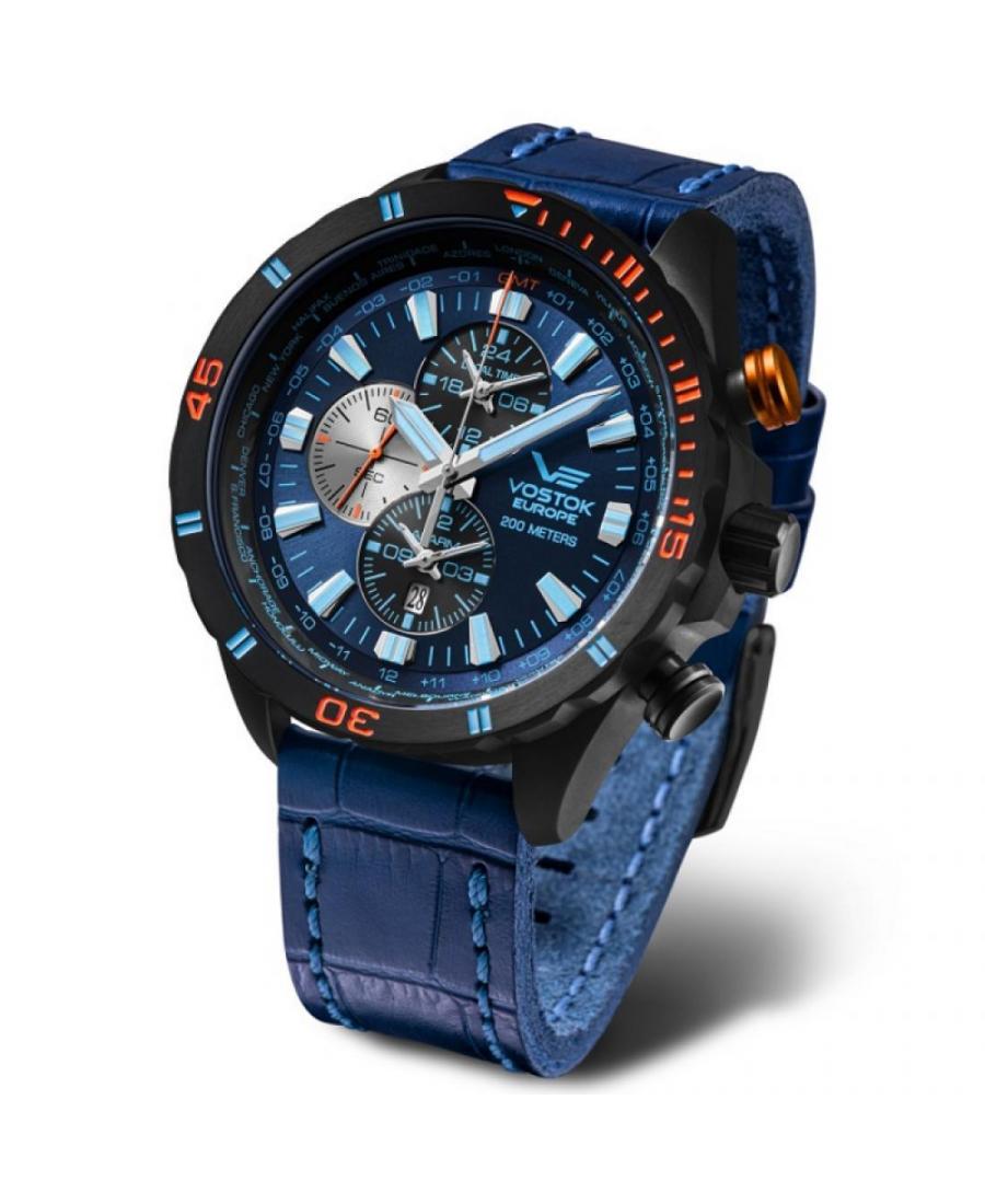 Mężczyźni Moda Diver kwarcowy analogowe Zegarek Chronograf VOSTOK EUROPE YM26-320C654Le Niebieska Dial 47mm