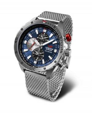 Men Fashion Diver Quartz Analog Watch Chronograph VOSTOK EUROPE YM26-320A652Br Blue Dial 47mm
