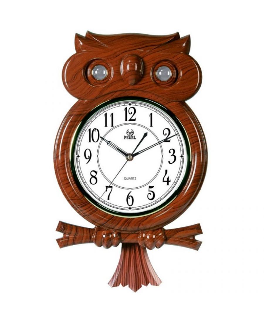 Pearl PW292-1738-1 Owl Wall Clock Plastic Brown