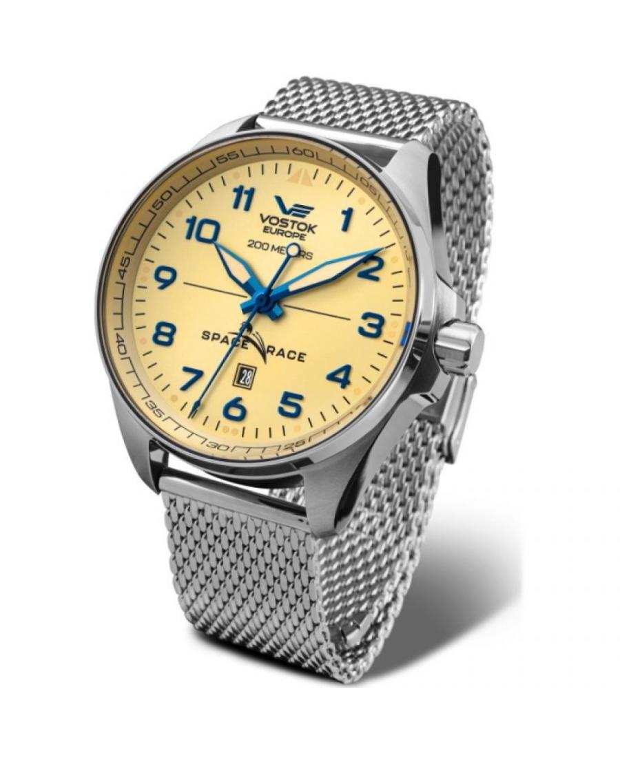 Mężczyźni Diver automatyczny analogowe Zegarek VOSTOK EUROPE YN55-325A663BR Żółty Dial 47mm