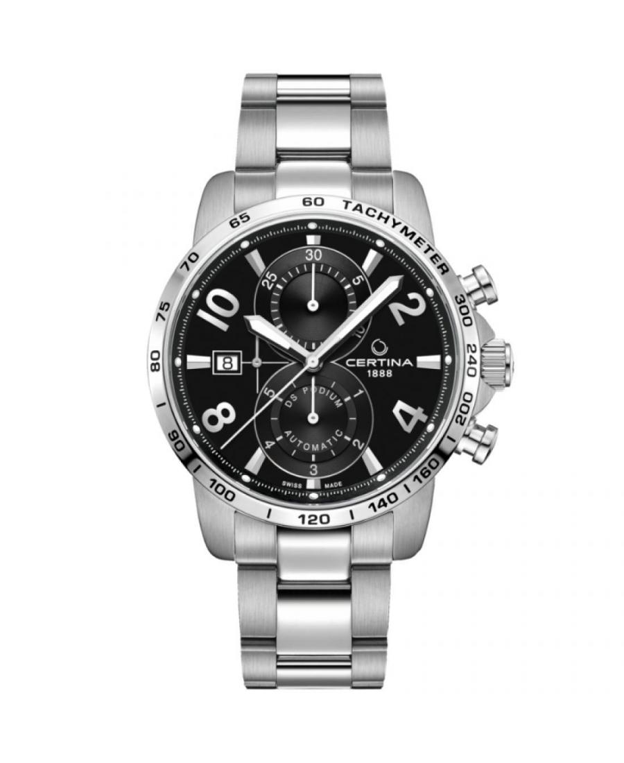 Men Classic Functional Luxury Swiss Automatic Analog Watch Chronograph CERTINA C034.427.11.057.00 Black Dial 44mm