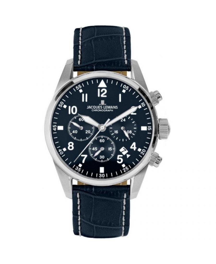 Mężczyźni klasyczny kwarcowy analogowe Zegarek Chronograf JACQUES LEMANS 42-2B Niebieska Dial 42mm