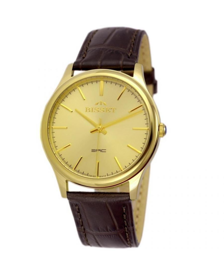 Mężczyźni klasyczny Szwajcar kwarcowy analogowe Zegarek BISSET BSCE56GIGX05BX Złota Dial 42mm