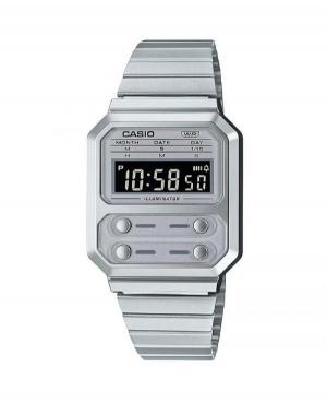 Men Functional Japan Quartz Digital Watch Alarm CASIO A100WE-7BEF Black Dial 40mm
