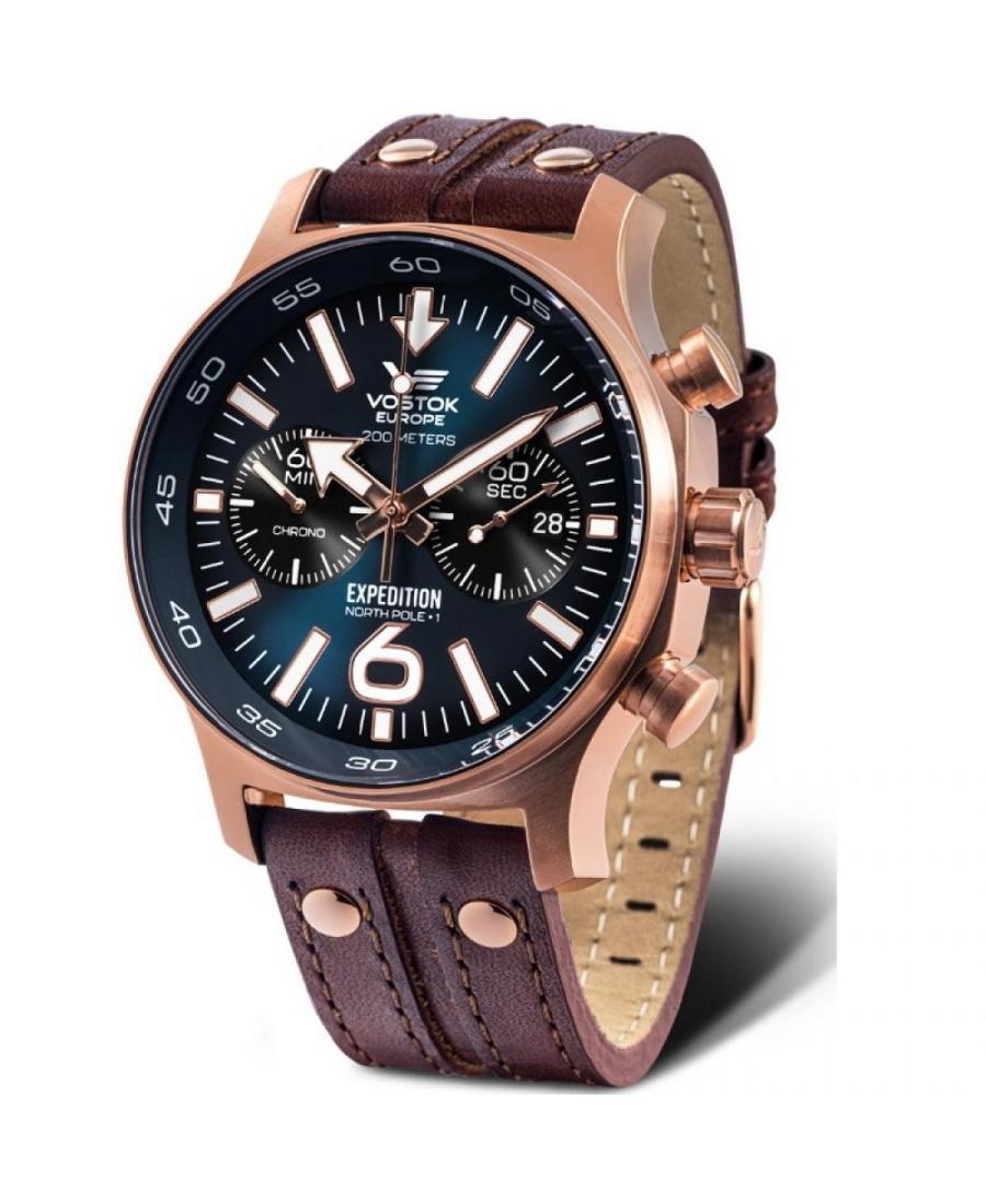 Mężczyźni sportowy Diver kwarcowy analogowe Zegarek Chronograf VOSTOK EUROPE 6S21-595B645LE Niebieska Dial 47mm