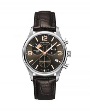Mężczyźni klasyczny sportowy Luxury Szwajcar kwarcowy analogowe Zegarek Chronograf CERTINA C033.460.16.087.00 Brązowy Dial 42mm image 1
