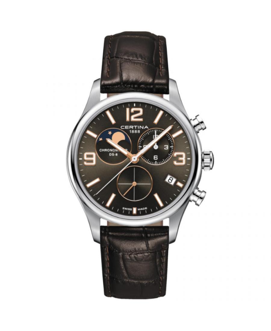 Mężczyźni klasyczny sportowy Luxury Szwajcar kwarcowy analogowe Zegarek Chronograf CERTINA C033.460.16.087.00 Brązowy Dial 42mm