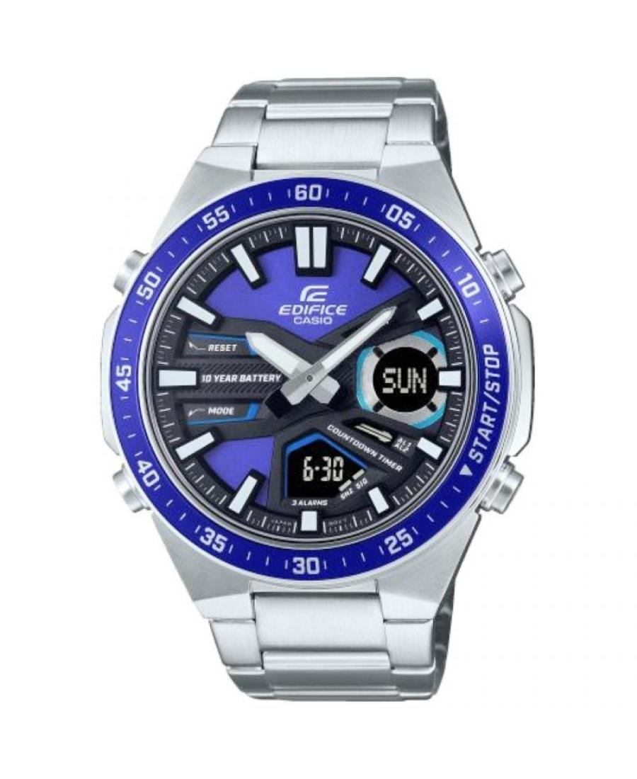 Men Functional Japan Quartz Digital Watch Timer CASIO EFV-C110D-2AVEF Blue Dial 47mm
