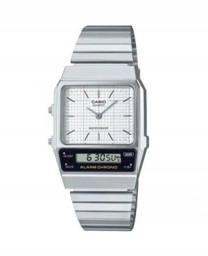 Men Classic Functional Japan Quartz Digital Watch Alarm CASIO AQ-800E-7AEF Silver Dial 40.5mm