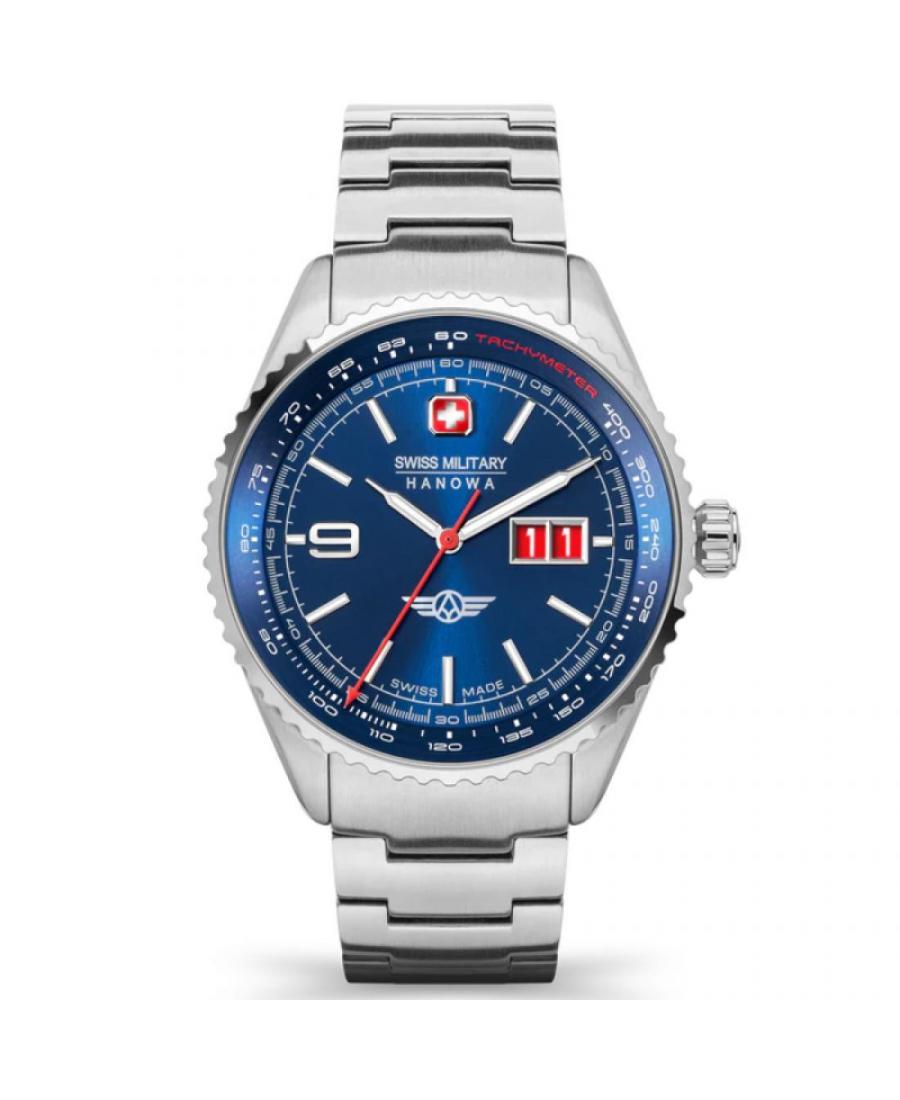 Men Swiss Quartz Analog Watch SWISS MILITARY HANOWA SMWGH2101005 Blue Dial 43mm