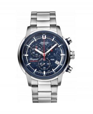 Men Classic Swiss Quartz Watch Chronograph ATLANTIC 87466.47.51 Blue Dial 46mm