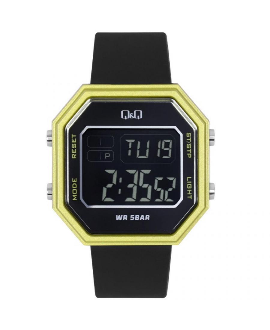 Men Sports Japan Quartz Digital Watch Alarm Q&Q M206J004Y Black Dial 42.6mm