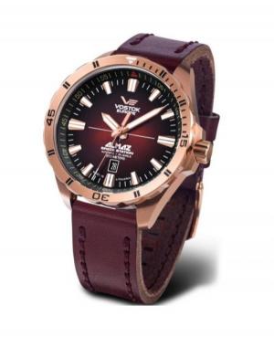 Men Sports Diver Automatic Analog Watch VOSTOK EUROPE NH35A-320B679LE Burgundy Dial 47mm
