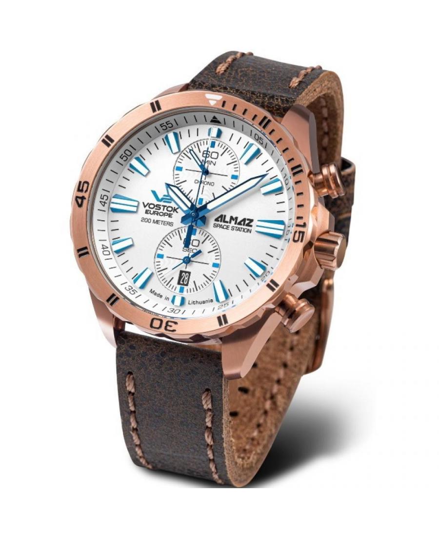 Mężczyźni Moda Diver kwarcowy analogowe Zegarek Chronograf VOSTOK EUROPE 6S11-320B676LE Biały Dial 47mm