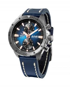 Men Fashion Diver Quartz Analog Watch Chronograph VOSTOK EUROPE 6S11-320A675LE Blue Dial 47mm