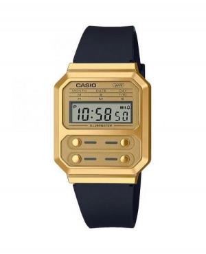 Men Functional Japan Quartz Digital Watch Alarm CASIO A100WEFG-9AEF Yellow Dial 40mm
