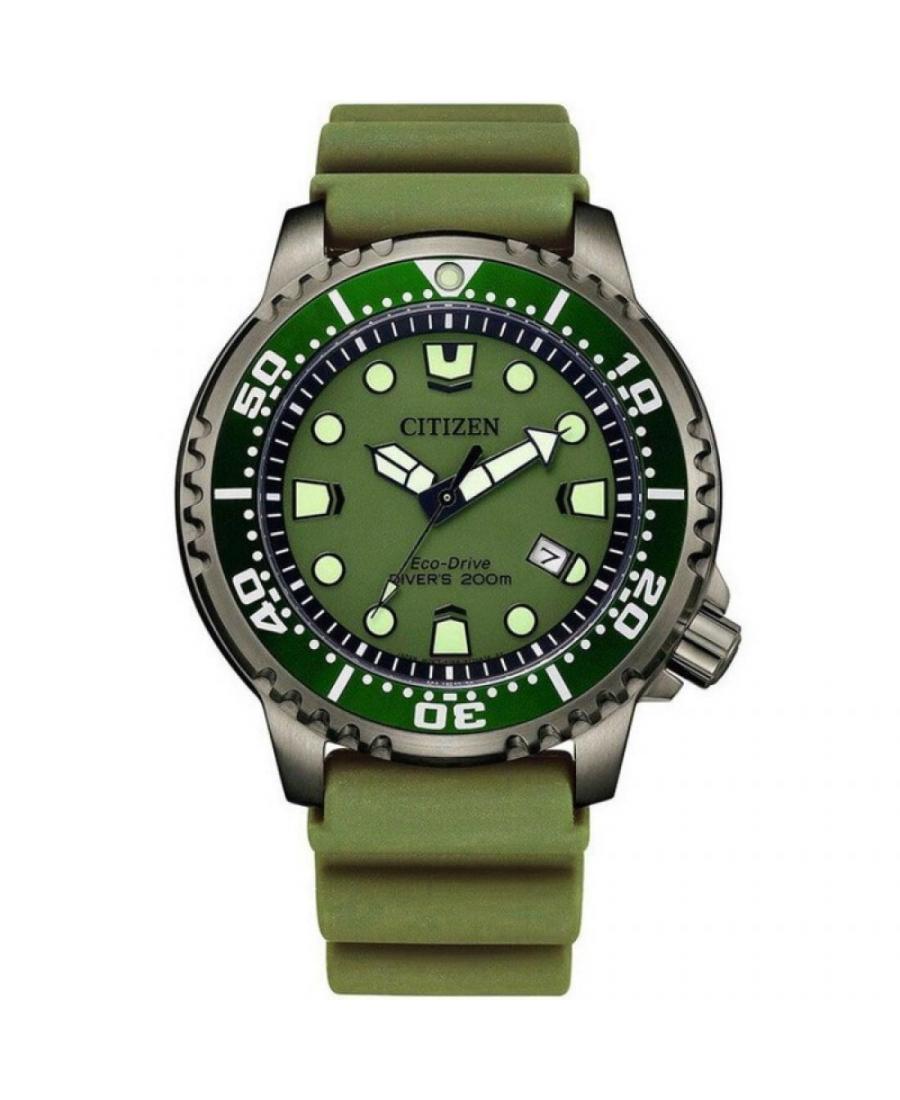 Mężczyźni sportowy Diver Japonia bateria słoneczna analogowe Zegarek CITIZEN BN0157-11X Zielony Dial 43mm