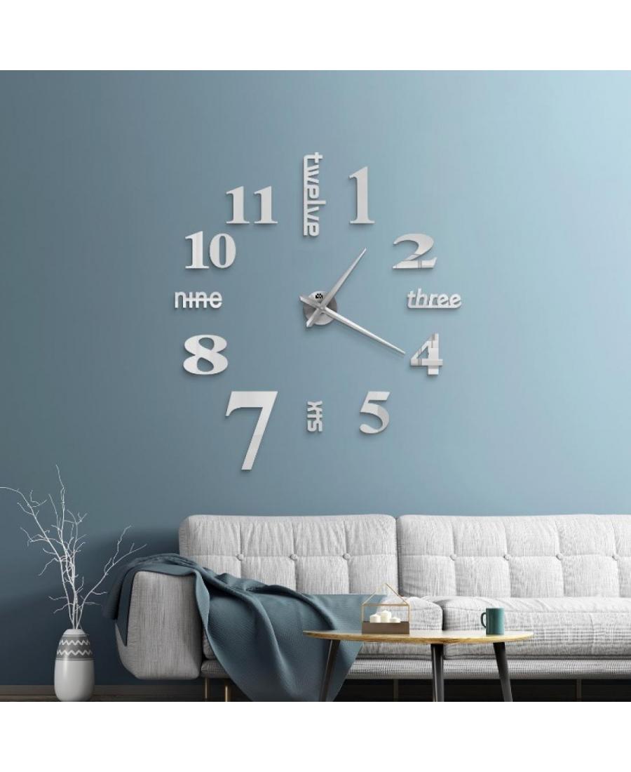 JULMAN Large Wall Clock - Hands T4215S Steel color Metal Kolor stali