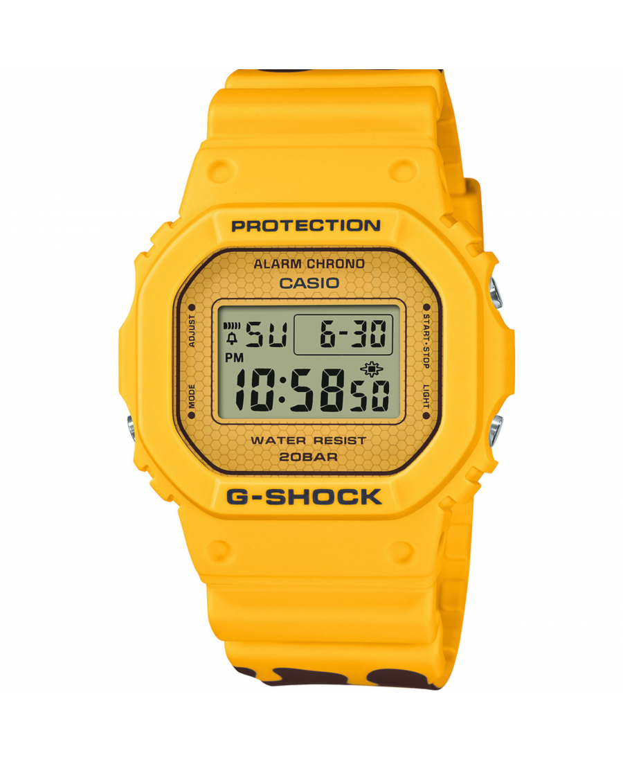 Mężczyźni sportowy Funkcjonalny Diver Japonia kwarcowy cyfrowe Zegarek Timer CASIO DW-5600SLC-9ER G-Shock Żółty Dial 48mm