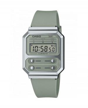 Men Functional Japan Quartz Digital Watch Alarm CASIO A100WEF-3AEF Green Dial 40mm