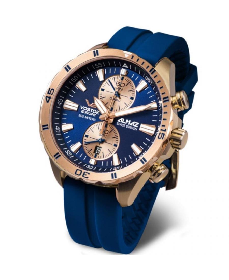 Mężczyźni Moda Diver kwarcowy analogowe Zegarek Chronograf VOSTOK EUROPE 6S11-320B660SIBL Niebieska Dial 47mm