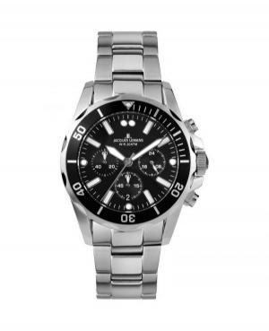 Men Classic Diver Quartz Analog Watch Chronograph JACQUES LEMANS 1-2091F Black Dial 44mm