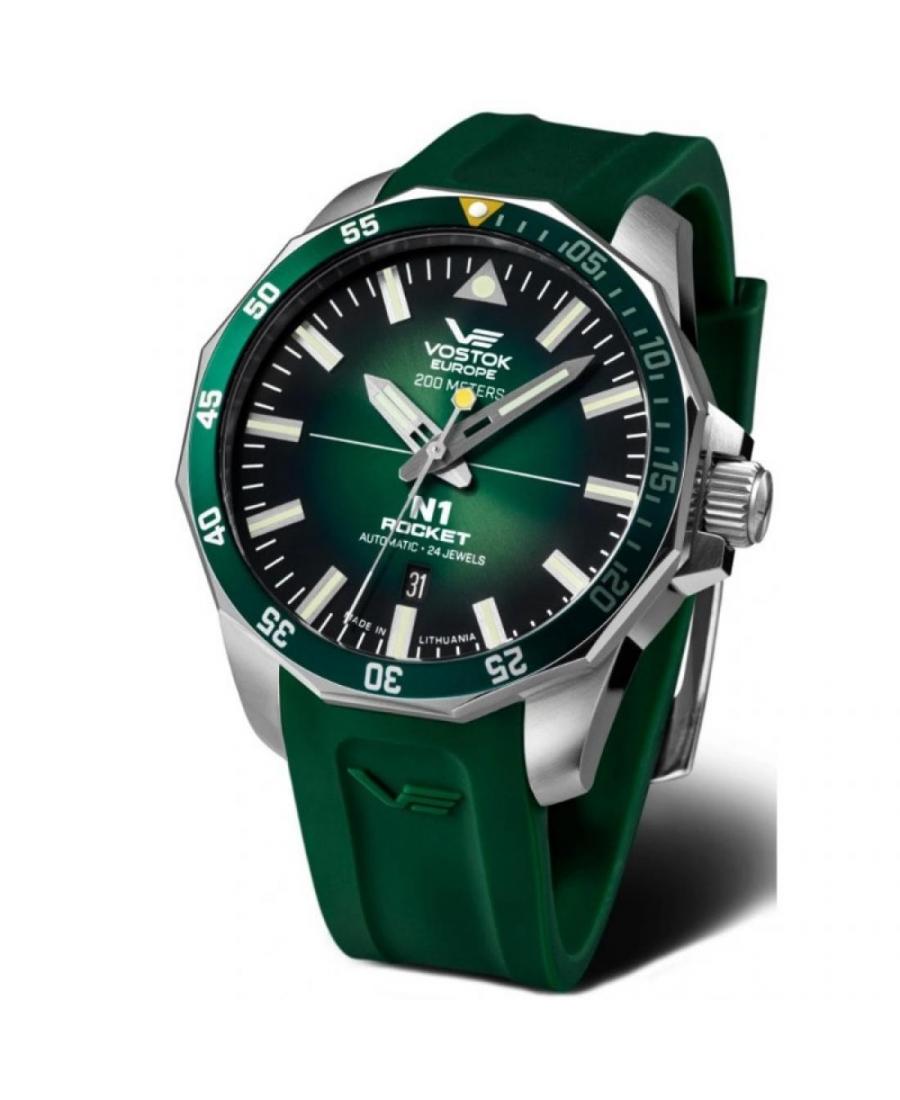Mężczyźni Diver automatyczny analogowe Zegarek VOSTOK EUROPE NH35A-225A710Si Zielony Dial 46mm