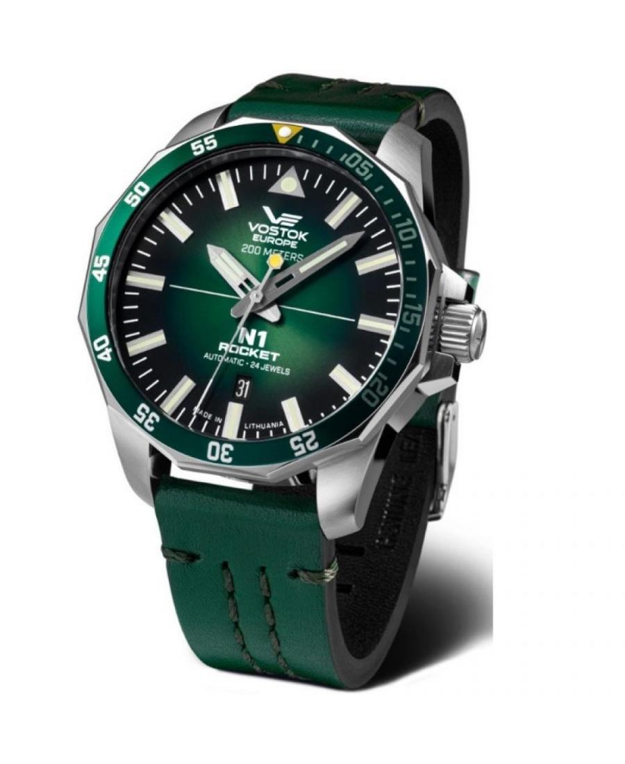 Мужские Diver Automatic Аналоговый Часы VOSTOK EUROPE NH35A-225A710LE Зелёный Dial 46mm