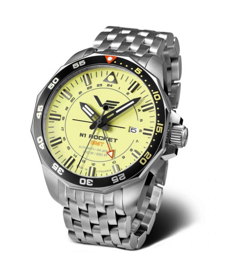 Mężczyźni Diver automatyczny analogowe Zegarek VOSTOK EUROPE NH34-225A713BR Żółty Dial 46mm