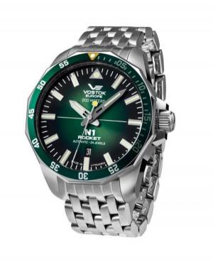 Mężczyźni Diver automatyczny analogowe Zegarek VOSTOK EUROPE NH35A-225A710BR Zielony Dial 46mm