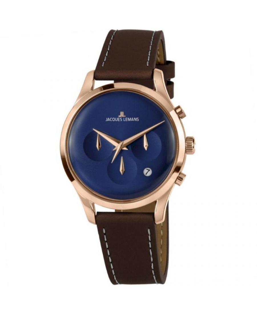 Mężczyźni klasyczny kwarcowy analogowe Zegarek Chronograf JACQUES LEMANS 1-2067G Niebieska Dial 38mm