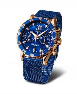 Women Fashion Sports Diver Quartz Analog Watch Chronograph VOSTOK EUROPE VK64-515B670BR/BLUE Blue Dial 39mm