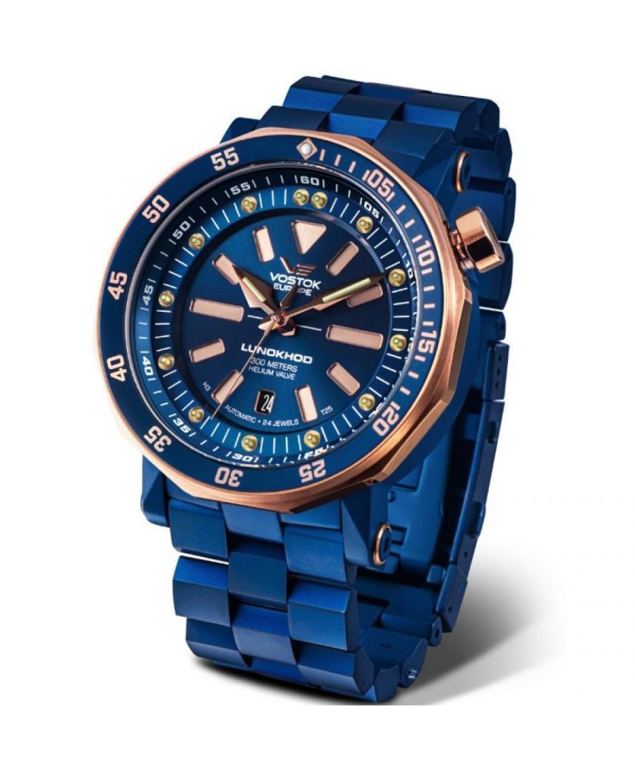 Men Sports Functional Automatic Watch Vostok Europe NH35A-620E632BR Blue Dial